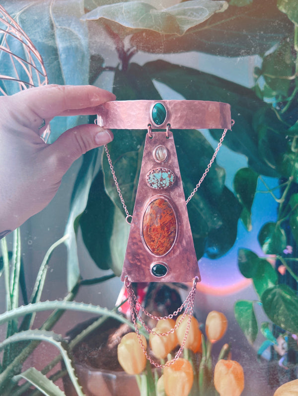5 Stone Copper Power Necklace