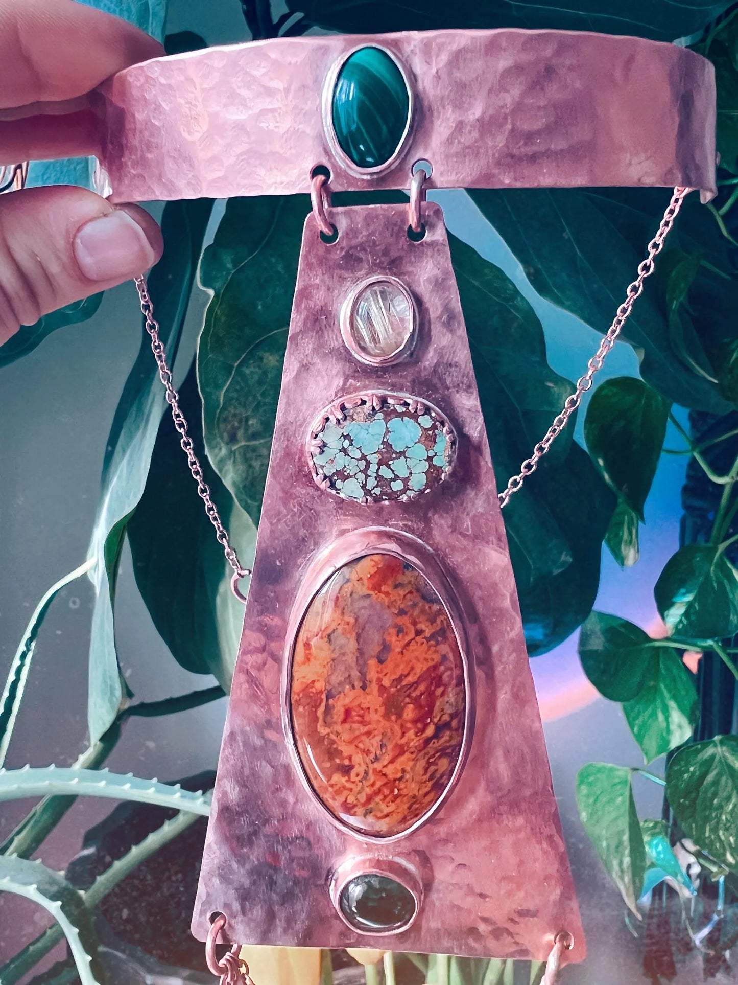 5 Stone Copper Power Necklace