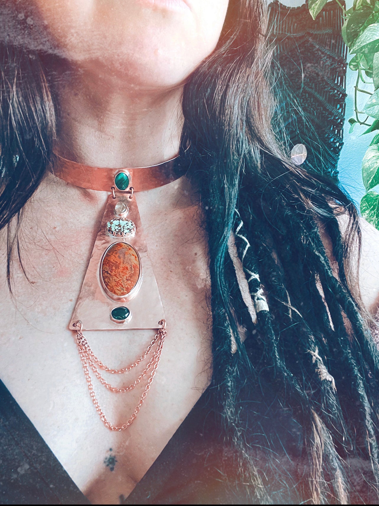 5 Stone Copper Power Necklace