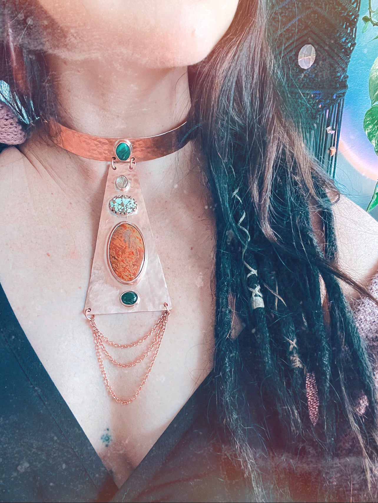5 Stone Copper Power Necklace