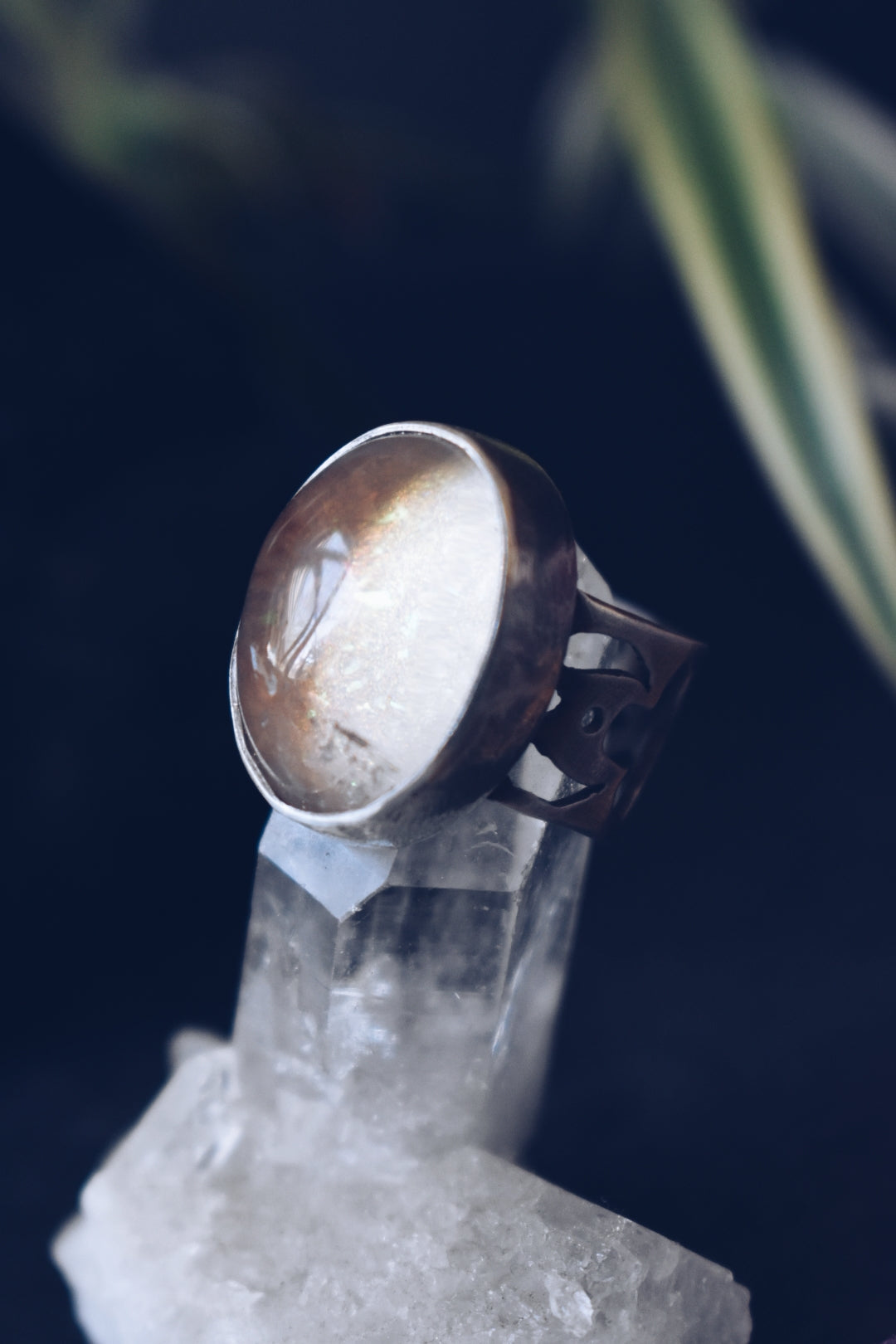 Photochromic Clear Quartz Sterling Silver Ring- Pink Size 4.75