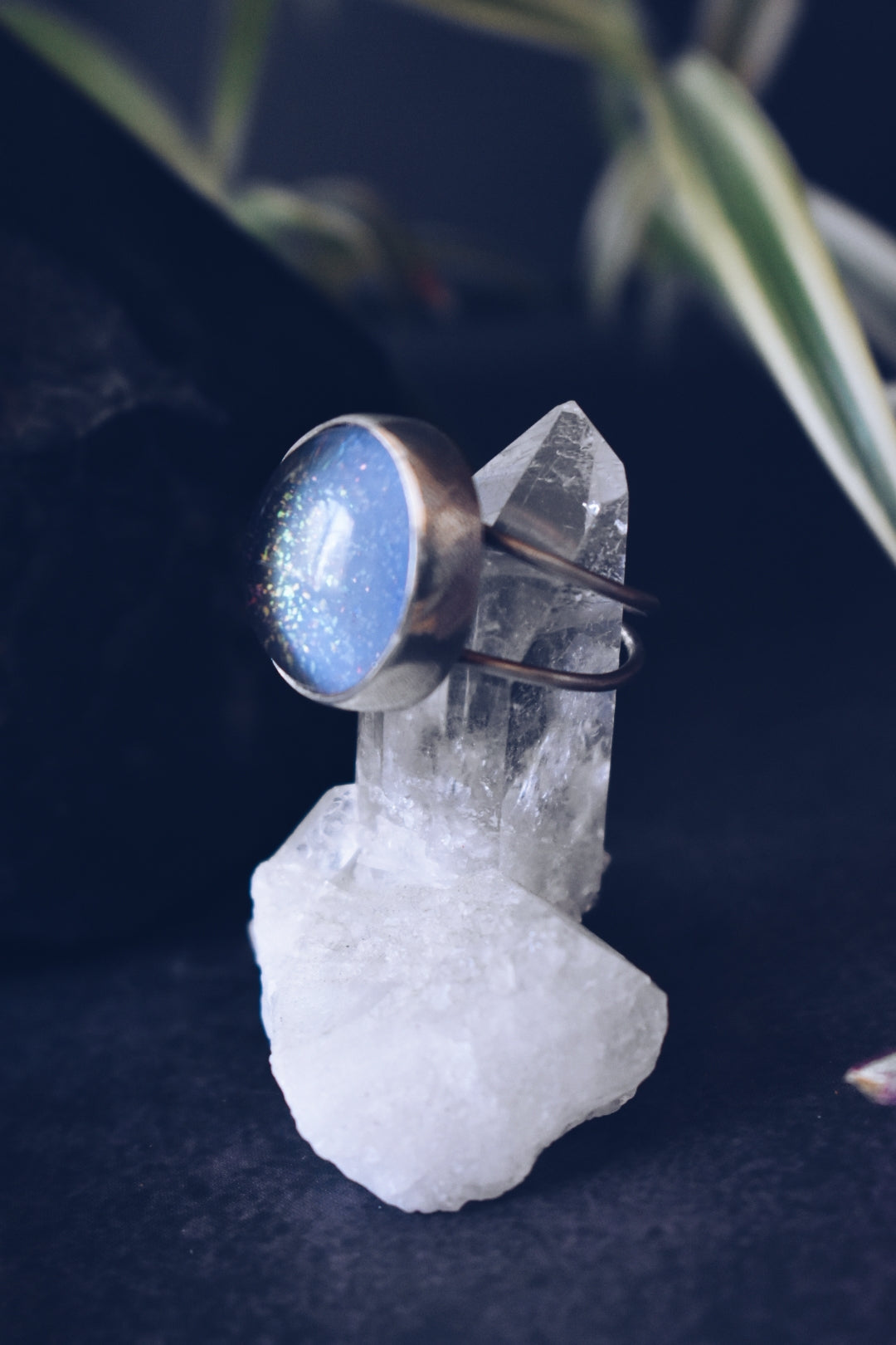 Photochromic Clear Quartz Sterling Silver Ring Purple- Size 7.5