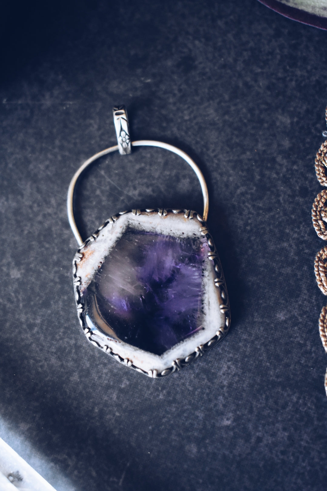 Chevron Amethyst Sterling Silver Pendant