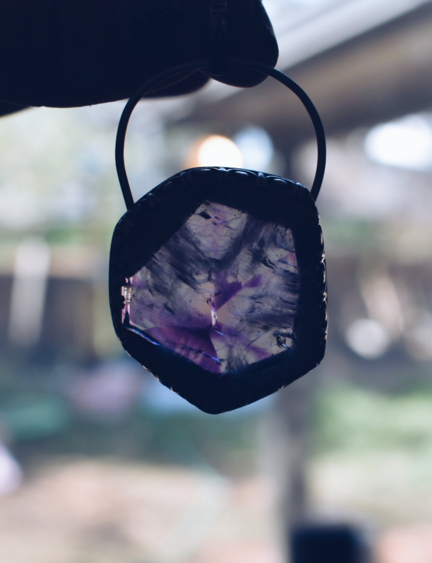 Chevron Amethyst Sterling Silver Pendant