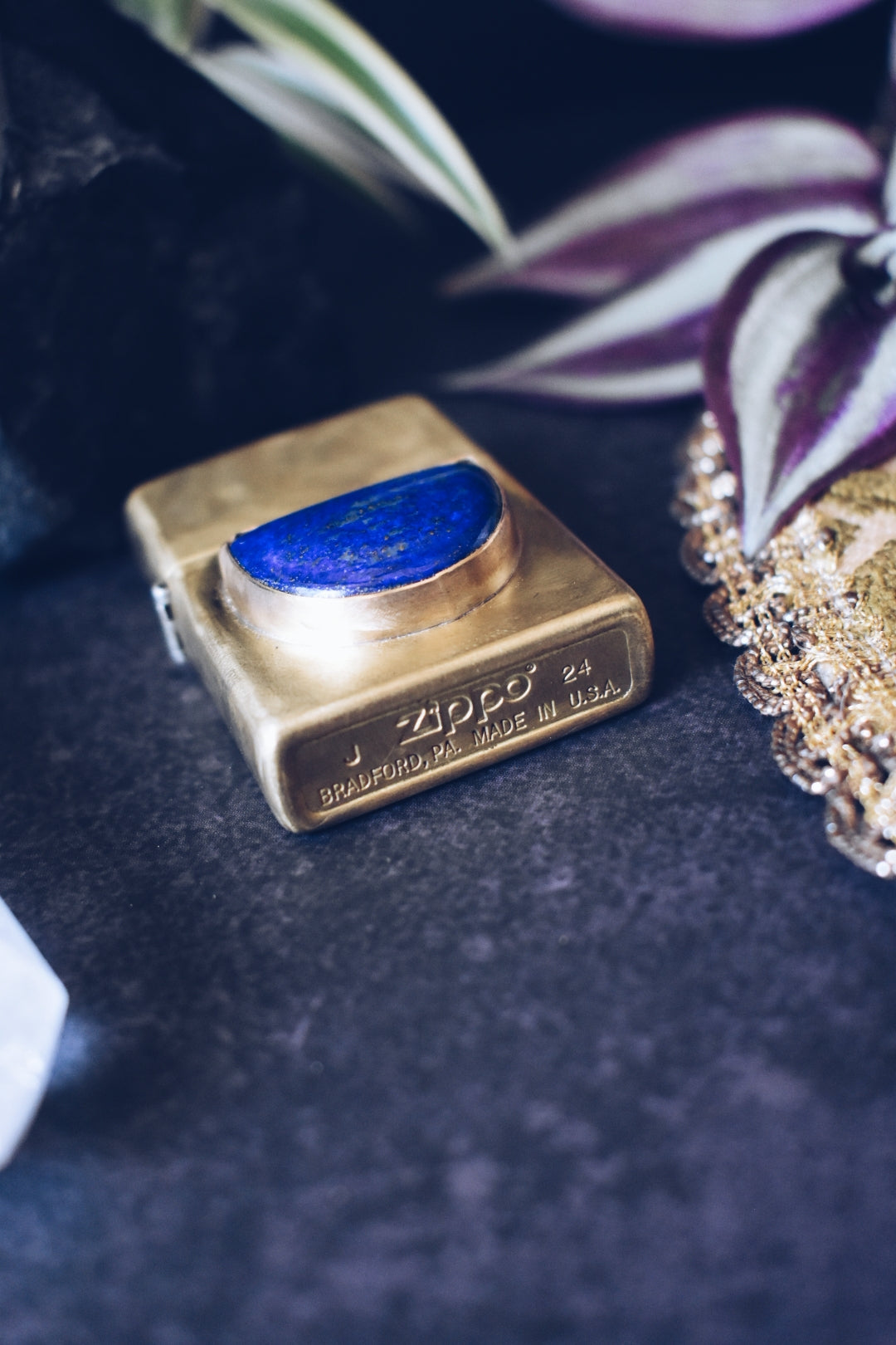 Lapis Lazuli Brass Zippo Lighter