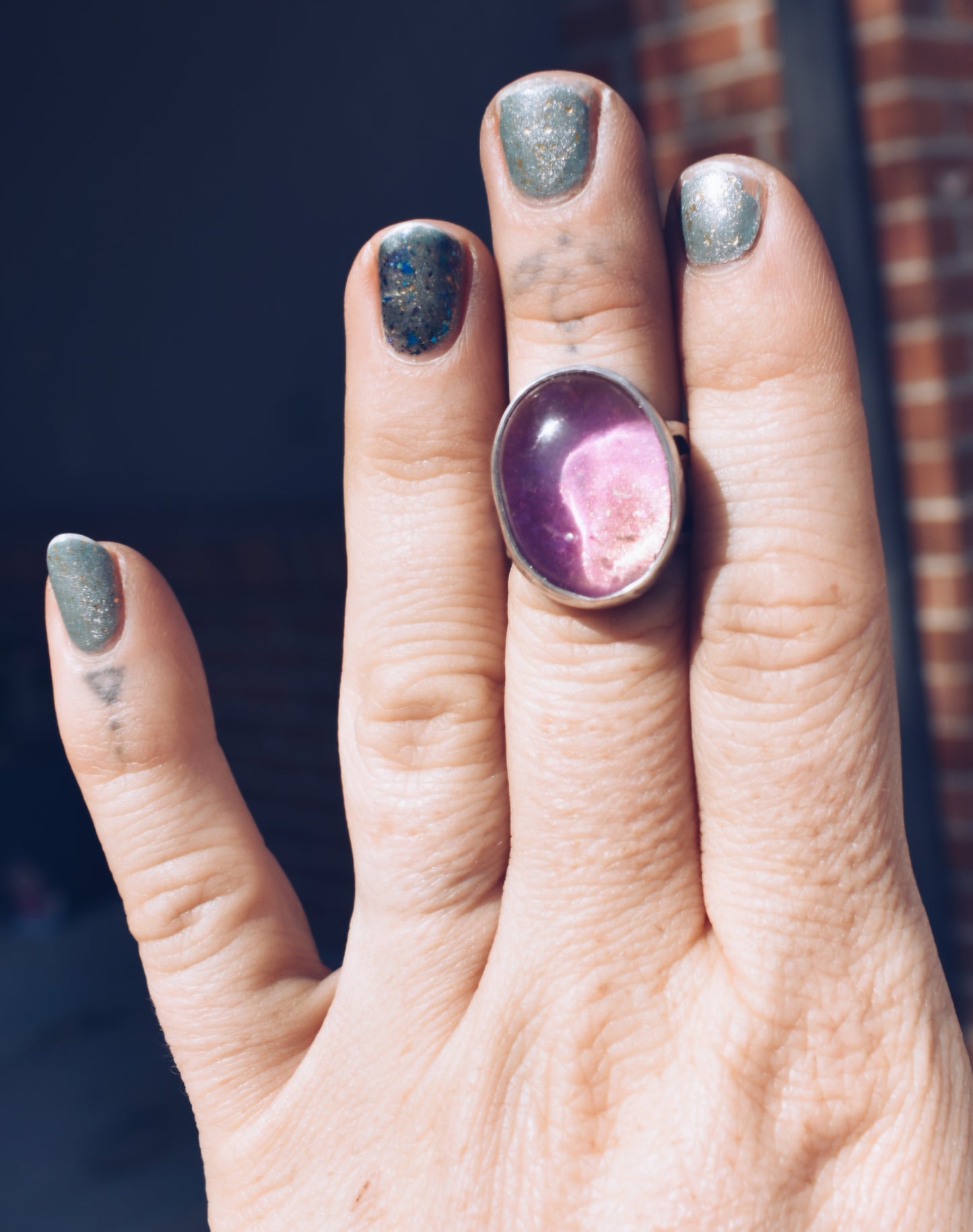 Photochromic Clear Quartz Sterling Silver Ring- Pink Size 4.75