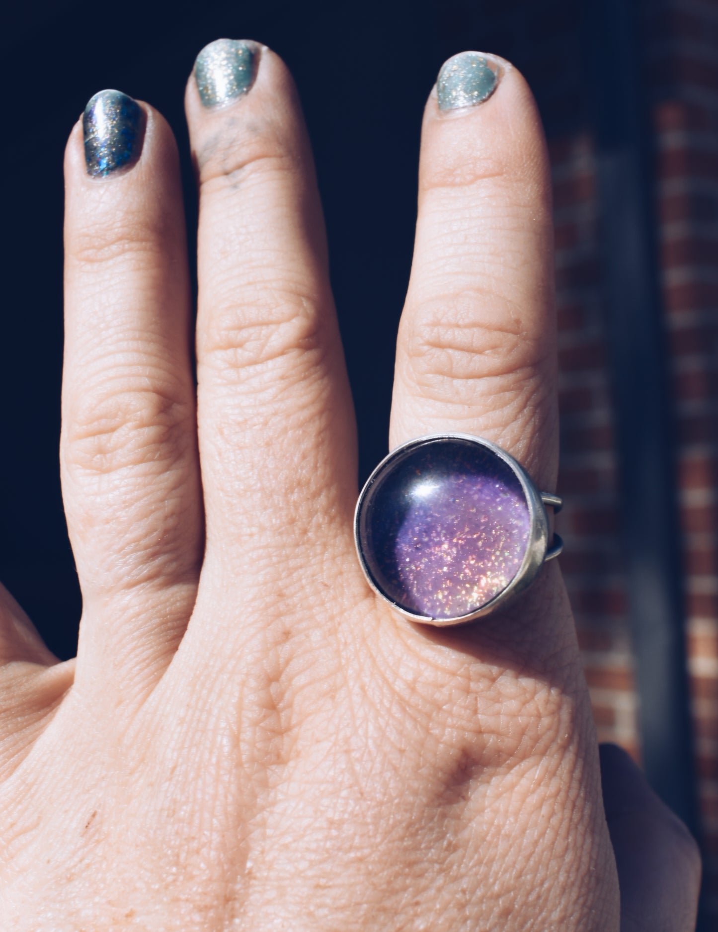 Photochromic Clear Quartz Sterling Silver Ring Purple- Size 7.5