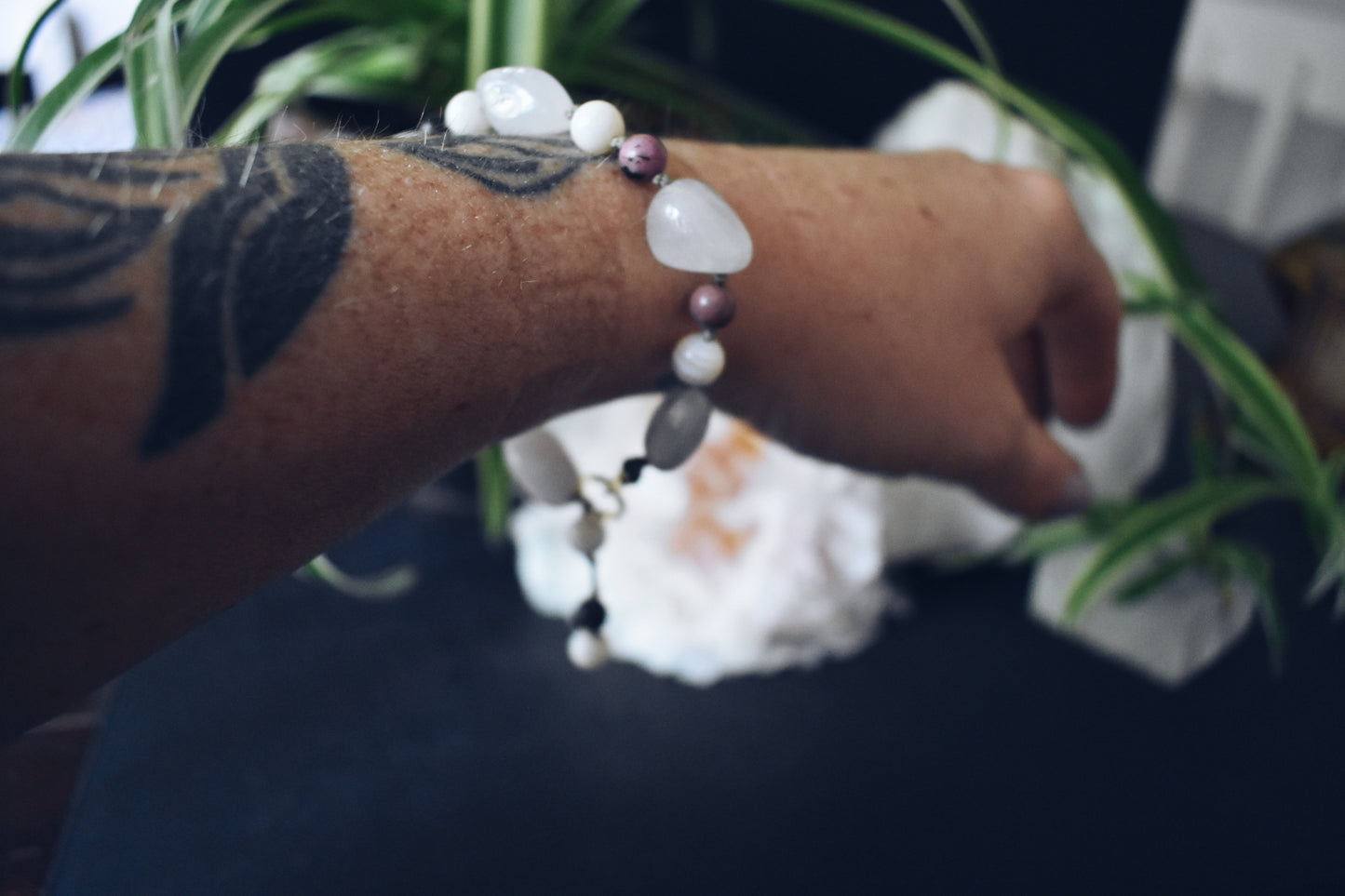 Rose Quartz + Seashell + Rhodonite Bracelet – “The Heart Healer”