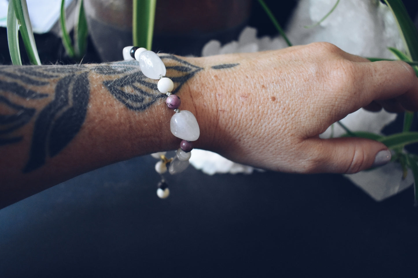 Rose Quartz + Seashell + Rhodonite Bracelet – “The Heart Healer”