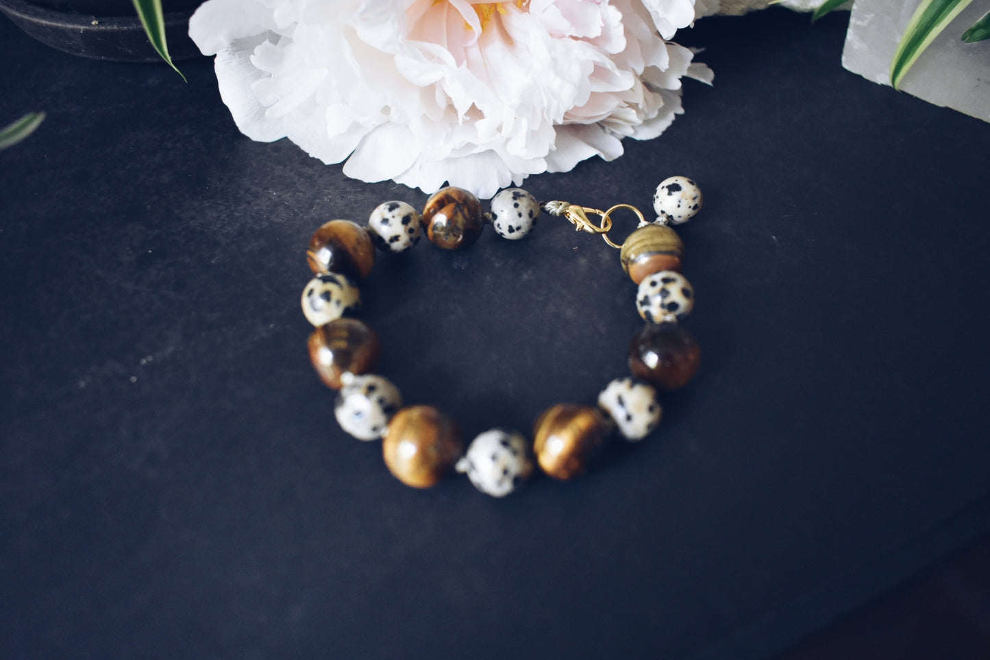 Dalmatian Jasper + Tiger’s Eye Bracelet – “The Bold Optimist”