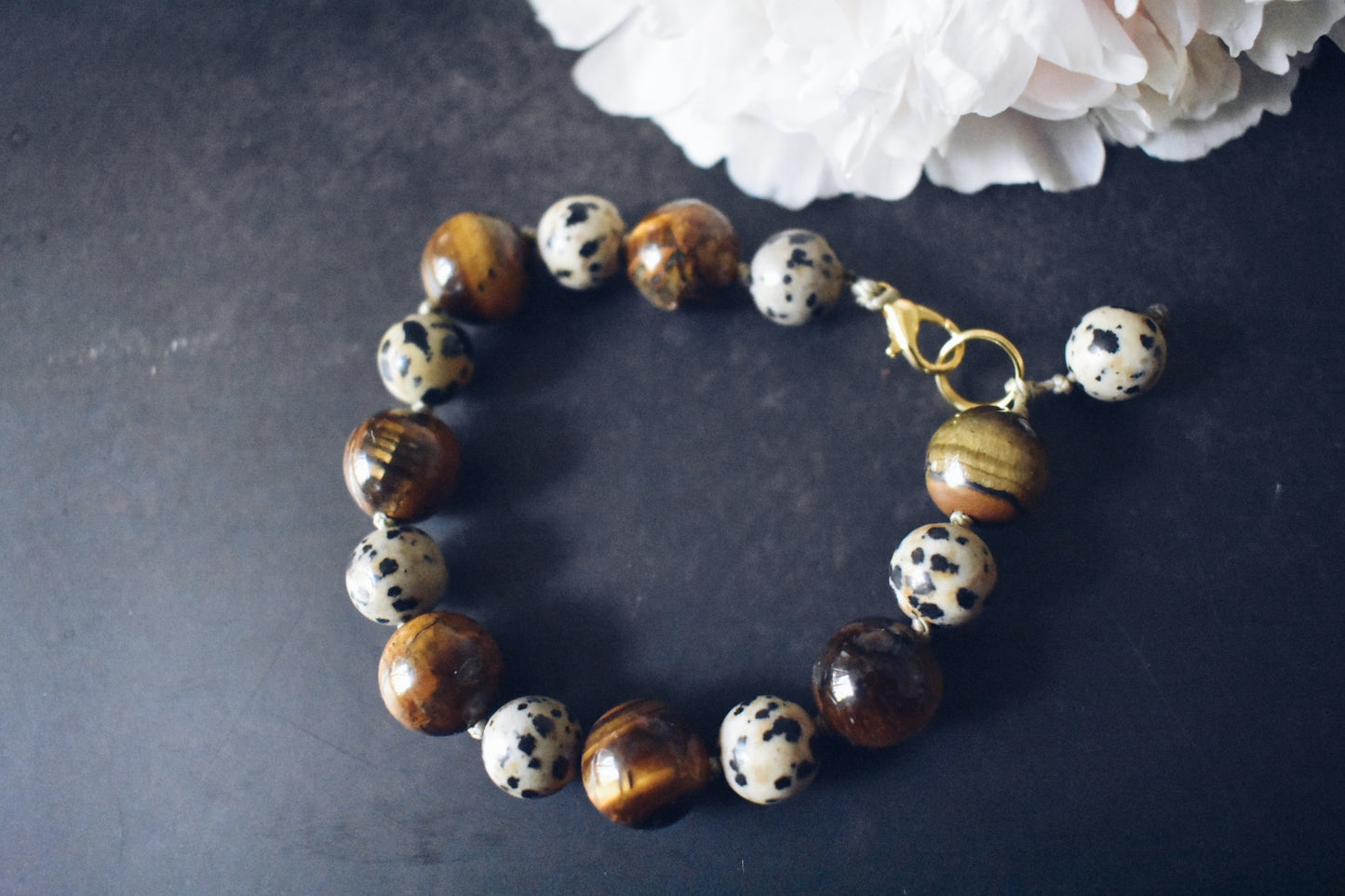Dalmatian Jasper + Tiger’s Eye Bracelet – “The Bold Optimist”
