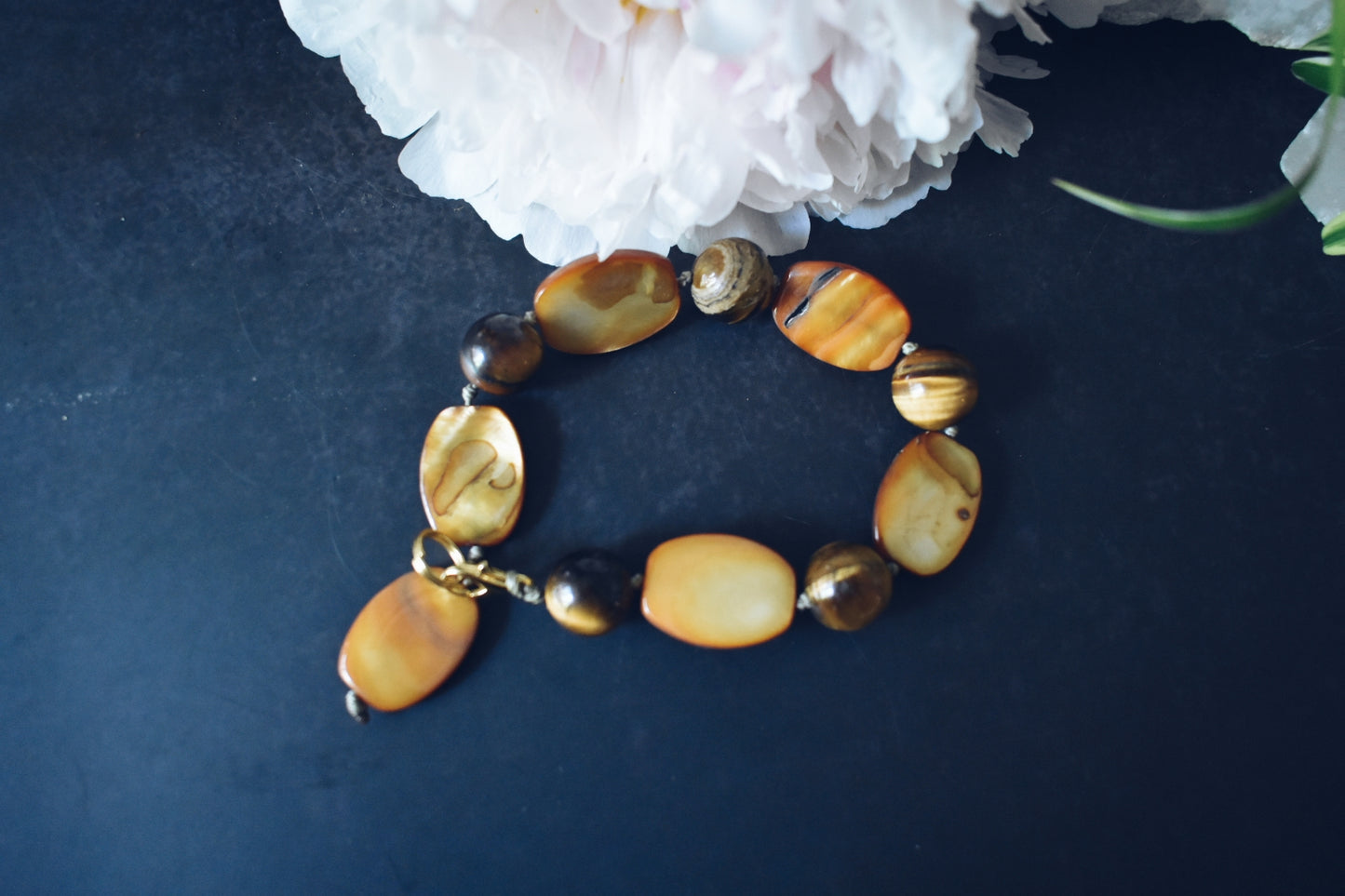 Tiger’s Eye + Seashell Bracelet – “The Grounded Siren”