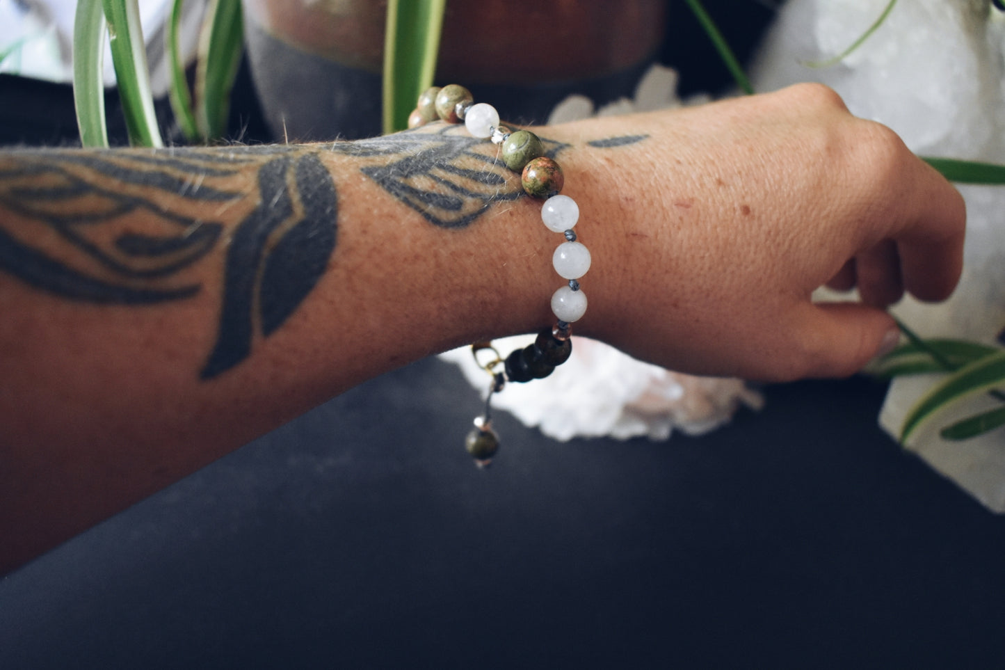 Unakite + Moonstone Bracelet – “The Sacred Reset”