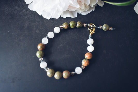 Unakite + Moonstone Bracelet – “The Sacred Reset”