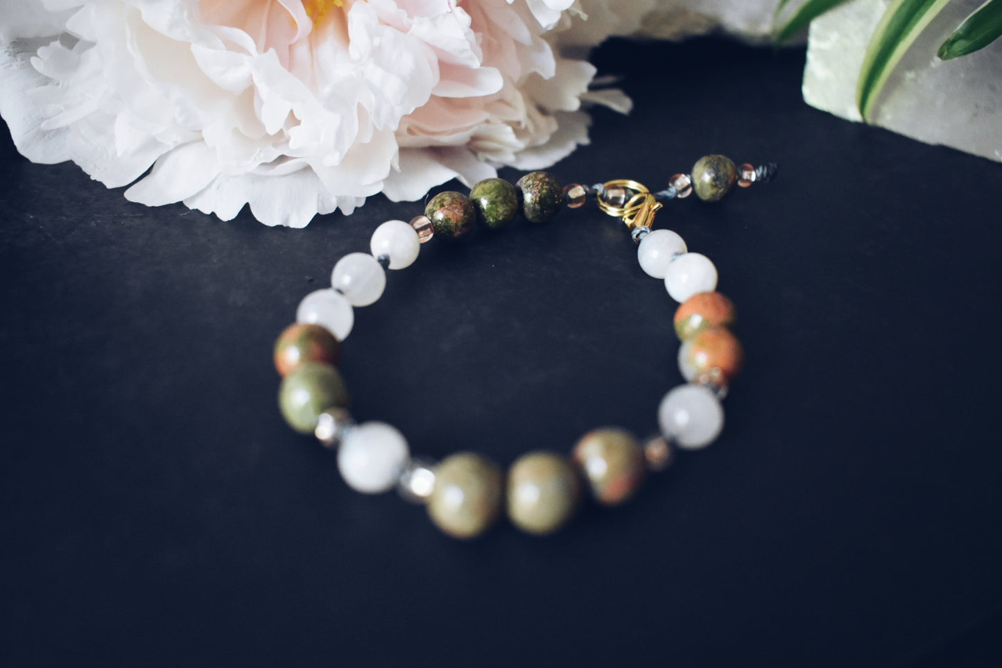 Unakite + Moonstone Bracelet – “The Sacred Reset”