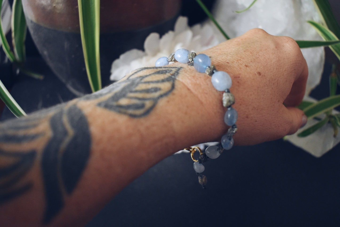 Aquamarine + Pyrite Bracelet – “The Brave Heart”