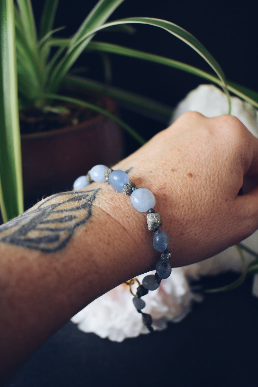 Aquamarine + Pyrite Bracelet – “The Brave Heart”