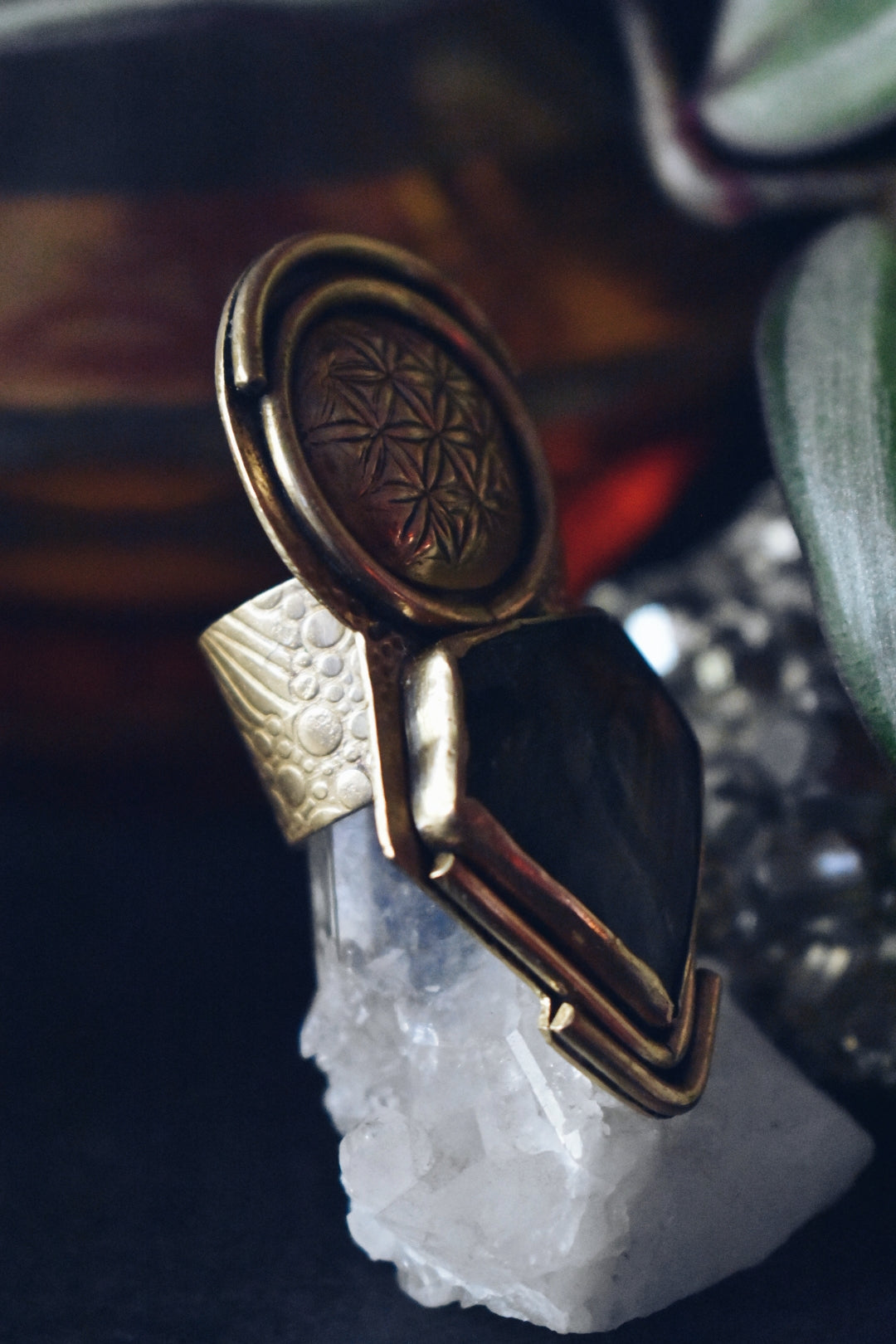 Labradorite Flower of Life Ring Size: 7