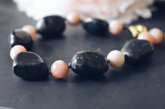 Shungite + Sunstone Bracelet – “The Radiant Shield”
