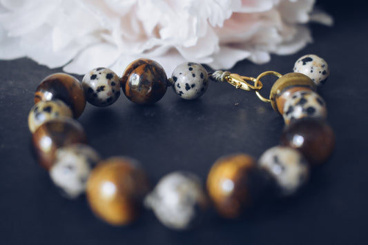 Dalmatian Jasper + Tiger’s Eye Bracelet – “The Bold Optimist”